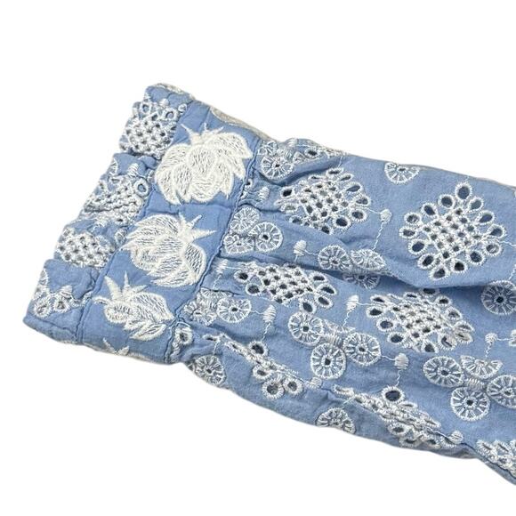 Mahila by Tolani x Sundance Blue/White Eyelet Long Sleeve Dress Sz M MSRP $174 - Picture 4 of 8